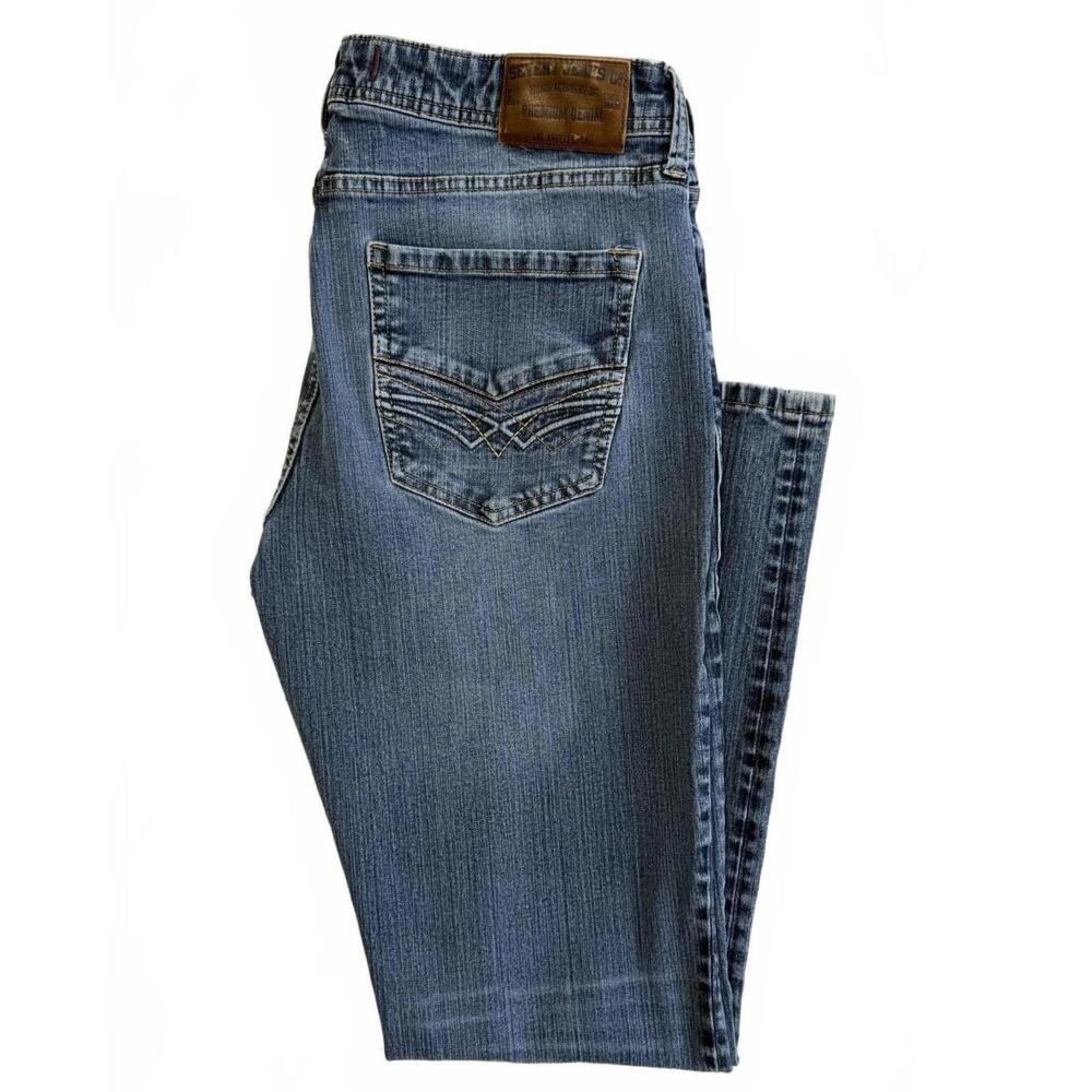 Seven7 Premium Denim Straight Fit Mens Blue Jeans Y2K – W32 L32